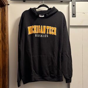 Champion Black & Gold Michigan Tech Huskies Men's Sweatshirt 2XL XXL MTU Hood